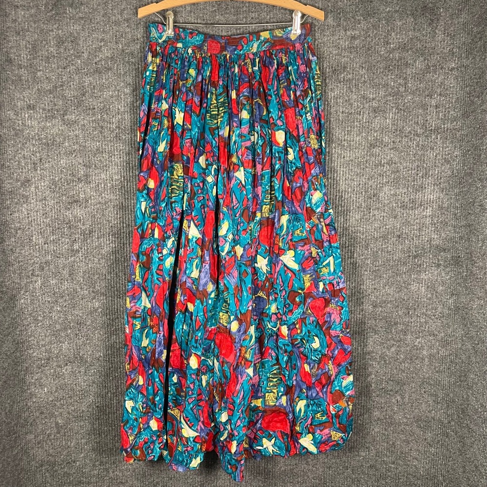 VTG Ivy Impressions Broomstick Maxi Skirt L Colorful India Cotton Festival Boho